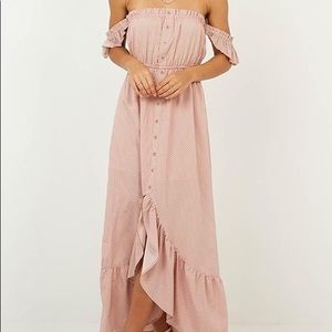 Maxi Dress In Blush Polka Dot
